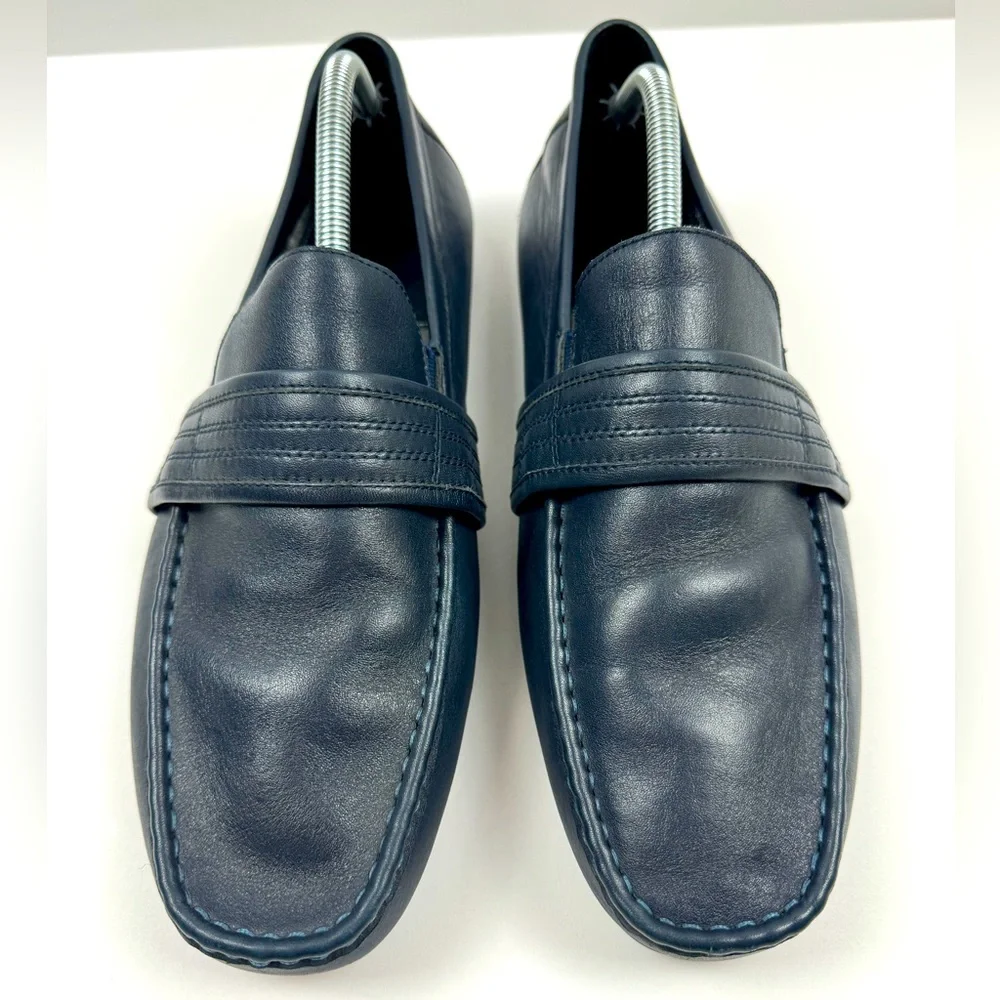 Zanzara Men's Van Eyck Blue Soft Leather Loafers Shoes‎ Size 11